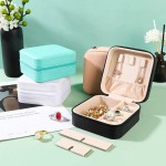 Porta Joias Pequeno Couro Mini Estojo Organizador de Joias Bijuterias Colar Pulseira Relógio Ideal para Viagens e Organização de Armário Portátil (Preto) - Imagem 5