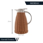 WOLFF - Garrafa Térmica Aço Inox C/Rattan Plástico Marrom 1,5L - Imagem 3