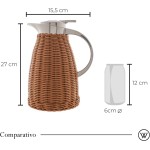 WOLFF - Garrafa Térmica Aço Inox C/Rattan Plástico Marrom 1,5L - Imagem 5