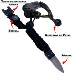 Bracelete Pulseira de Sobrevivência Paracord com Canivete Integrado, Bússola, Multifuncional, Camping e Trilha, Ajustável, Verde Militar Camuflado Selva Exército - Imagem 3