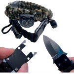 Bracelete Pulseira de Sobrevivência Paracord com Canivete Integrado, Bússola, Multifuncional, Camping e Trilha, Ajustável, Verde Militar Camuflado Selva Exército - Imagem 4