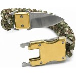 Bracelete Pulseira de Sobrevivência Paracord com Canivete Integrado, Bússola, Multifuncional, Camping e Trilha, Ajustável, Verde Militar Camuflado Selva Exército - Imagem 5