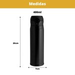Garrafa Isotérmica Aço Inox Parede Dupla 400ml Squeeze Térmica Quente Frio Preto Fosco Resistente Inoxidável Portátil Para Academia Escritório Tecnologia a Vácuo SANFÉ - Imagem 6