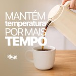 Garrafa Térmica 1L Creme Design Elegante com Cabo de Madeira para Café Chá e Bebidas Quentes Tampa Rosqueável com Sistema de Pressão Mesa Posta Premium - Imagem 5