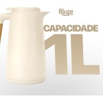 Garrafa Térmica 1L Creme Design Elegante com Cabo de Madeira para Café Chá e Bebidas Quentes Tampa Rosqueável com Sistema de Pressão Mesa Posta Premium - Imagem 7