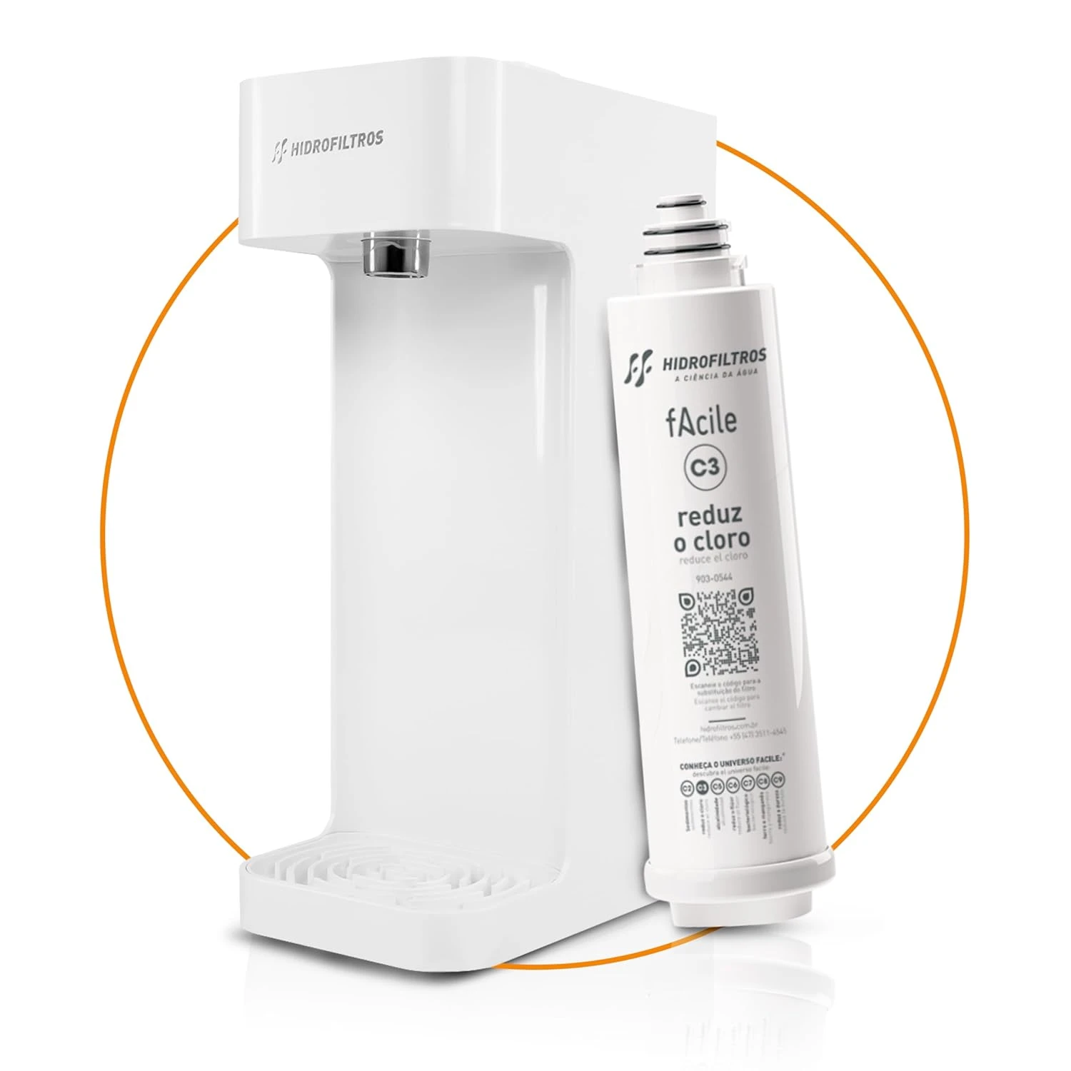 1776027551_Hidrofiltros-Purificador-de-Agua-Facile-com-Refil-C3-Elimina.jpg Hidrofiltros - Purificador de Água Facile com Refil C3 Elimina Cloro, Odores e Sabores Cor Branco Hidrofiltros