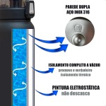 Garrafa Termica Inox A Vacuo 1 Litro Isolada Parede Dupla Antivazamento Emborrachada Qualidade Premium - Imagem 3