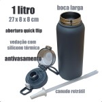 Garrafa Termica Inox A Vacuo 1 Litro Isolada Parede Dupla Antivazamento Emborrachada Qualidade Premium - Imagem 4