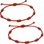 Pulseira Vermelha kit c 7 pulseiras da Sorte 7 Nós | Amuleto da Kabbalah | Proteção contra o Mau-Olhado | Prosperidade | Ajustável |Unissex - Imagem 3