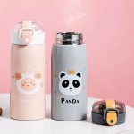 Garrafa Térmica Garrafinha Térmica Infantil Inox Canudo Trava 350 ml - Desenho Panda - TYDA - Imagem 4