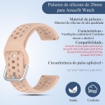 3Peças 20mm Pulseira Compatível para Amazfit Active 3 Premium,Active 2 Square,GTS 2 4 Mini,GTS 4 3 2 2e,Bracelete Correia Cinta Alça de Substituição para Bip 3 3 Pro U Pro,Bip S Lite - Imagem 4