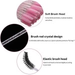 100 varinhas de rímel descartáveis para aplicação de cílios e sobrancelhas, pincéis rosa claro e preto para profissionais de maquiagem - Imagem 3