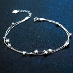 FLORA Pulseira feminina de duas camadas com estrelas pulseira da moda - Imagem 3