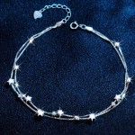 FLORA Pulseira feminina de duas camadas com estrelas pulseira da moda - Imagem 4