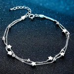 FLORA Pulseira feminina de duas camadas com estrelas pulseira da moda - Imagem 5