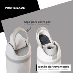 Garrafa Térmica Inox Academia 800ml Aya Branca Alma Genius - Imagem 8