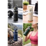 Garrafa Térmica 750ml Aço Inox com Canudo Antivazamento Garrafa de Água Térmica que Mantém Bebidas Quentes e Frias por Horas Academia, Esporte e Uso Diário (CINZA) - Imagem 4