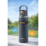 Garrafa Térmica 750ml Aço Inox com Canudo Antivazamento Garrafa de Água Térmica que Mantém Bebidas Quentes e Frias por Horas Academia, Esporte e Uso Diário (CINZA) - Imagem 5