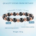 Pulseiras de cobre para mulheres e homens 99,9% joias de cobre puro com 3800 gauss, pulseiras elásticas ajustáveis com contas como presentes de aniversário, joias de artrite - Imagem 4