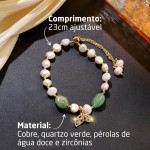 Pulseira com Pedras Naturais e Pérolas de Água Doce - Oyster's Secret + Bolsa de veludo - Imagem 3