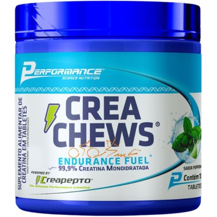 Creatina Monoidratada em Tabletes Mastigáveis – Crea Chews 100 Tabletes - Perfomance (100 Tabs, Peppermint)