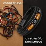 Pulseira Masculina Premium Áurea Guardiã – Olho-de-Tigre & Couro Preto | Proteção, Força & Estilo - Imagem 7
