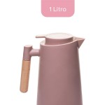 LYOR - Garrafa Térmica de Plástico com Cabo de Madeira Escandinávia Nude 1L - Mantém Bebida Quente ou Fria de 08-12 Horas - Imagem 4