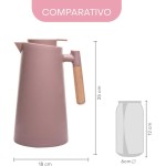 LYOR - Garrafa Térmica de Plástico com Cabo de Madeira Escandinávia Nude 1L - Mantém Bebida Quente ou Fria de 08-12 Horas - Imagem 5