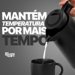 Garrafa Térmica 1L Preto Design Elegante com Cabo de Madeira para Café Chá e Bebidas Quentes Mesa Posta Premium - Imagem 7