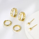 FLORA KIT BRINCO METAL COM 3 PARES SORTIDOS/ARGOLA BRINCOS FEMININOS DOURADO - Imagem 3