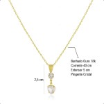 Kit Semijoia Banhado Ouro 18k - Conjunto com Pulseira, Corrente, Pingente e Brincos Coração Cristal - Imagem 5