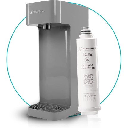 Hidrofiltros - Purificador de Água Facile com Refil C7 Elimina 99,9% das Bactérias Cor Cinza Hidrofiltros