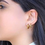 Conjunto Brinco Argola Feminina Primeiro e Segundo Furo em Aço inoxidável 316l Antialérgico Cor Dourado ou Prata - Imagem 3