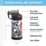 THERMOS Garrafa térmica infantil FUNTAINER, com canudo, 350 ml, Vingadores - Imagem 2