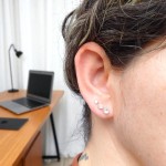 Trio Conjunto Brincos Pedras Zircônia Banhados 3 Brincos - Imagem 2