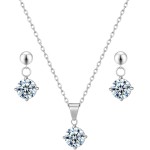 Conjunto Feminino Colar E Brinco Aço Inox Ponto De Luz Branco Azul Vermelho Para Presente