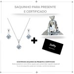 Conjunto Feminino Colar E Brinco Aço Inox Ponto De Luz Branco Azul Vermelho Para Presente - Imagem 2