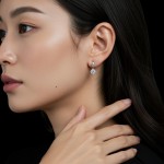 Conjunto Feminino Colar E Brinco Aço Inox Ponto De Luz Branco Azul Vermelho Para Presente - Imagem 4