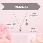 Conjunto Feminino Colar E Brinco Aço Inox Ponto De Luz Branco Azul Vermelho Para Presente - Imagem 5