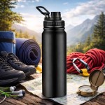 Garrafa de Água Térmica Inox 800ml Esportiva com Alça Parede, Dupla Isolada a Vácuo Antivazamento, Garrafinha, Academia, Fitness, Corrida, Esportes e Escritório - Aço Inox - Qualidade Premium - Imagem 4