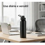 Garrafa de Água Térmica Inox 800ml Esportiva com Alça Parede, Dupla Isolada a Vácuo Antivazamento, Garrafinha, Academia, Fitness, Corrida, Esportes e Escritório - Aço Inox - Qualidade Premium - Imagem 6