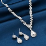 LOMISS Conjunto de colar e brincos com pingente oval colar e brincos de metal moda feminino - Imagem 4