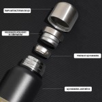 MODUS Garrafa Térmica De Aço Inoxidável Isolada A Vácuo Com Copo Portátil E Bolsa (Preto 1000ML) - Imagem 5
