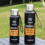 MODUS Garrafa Térmica De Aço Inoxidável Isolada A Vácuo Com Copo Portátil E Bolsa (Preto 1000ML) - Imagem 7