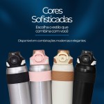 Garrafa Térmica Inox 600ml Com Canudo Isolamento a Vácuo para Academia Escritório e Viagens (Preto) - Imagem 4