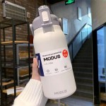 Garrafa Térmica Isolada a Vácuo De Aço Inoxidável 304 1700ML Grande Capacidade Com Canudo (Branco) - Imagem 3