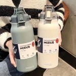 Garrafa Térmica Isolada a Vácuo De Aço Inoxidável 304 1700ML Grande Capacidade Com Canudo (Branco) - Imagem 6