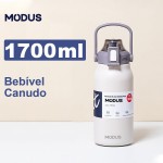 Garrafa Térmica Isolada a Vácuo De Aço Inoxidável 304 1700ML Grande Capacidade Com Canudo (Branco) - Imagem 7