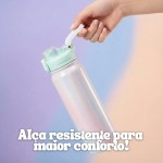 Garrafa Térmica 550ml com Efeito Holográfico e Dupla Saída de Água | Canudo Retátil e Bico, Tampa Antivazamento e Alça (Amarelo) - Imagem 5