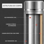 Garrafa Térmica Inteligente em Aço Inoxidável com Display LED de Temperatura 500ml Prata com Infusor de Chá - Imagem 3